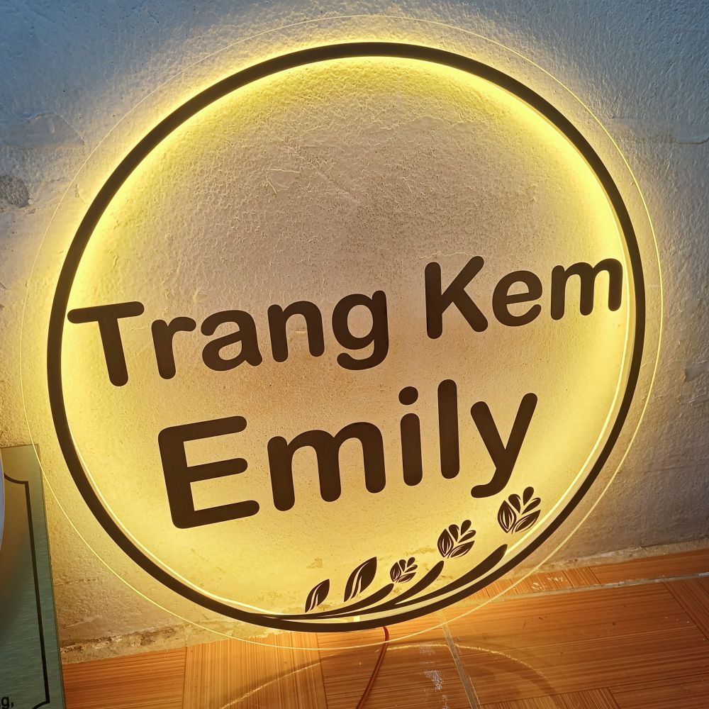 logo mica trong sang den led neon in uv